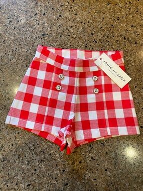 Janie and Jack Red & White Gingham Button-Front Shorts 6-12 month